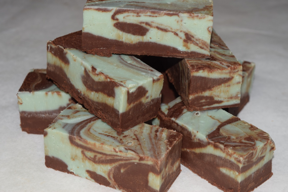 Chocolate Mint Swirl Fudge