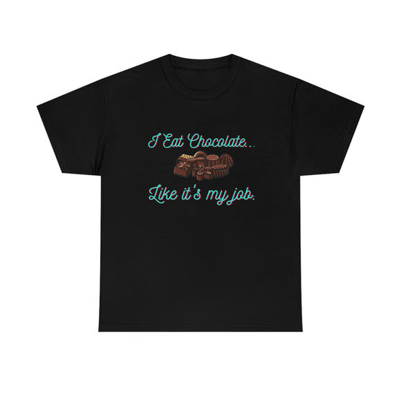 I Eat Chocolate Black/Aqua Tee